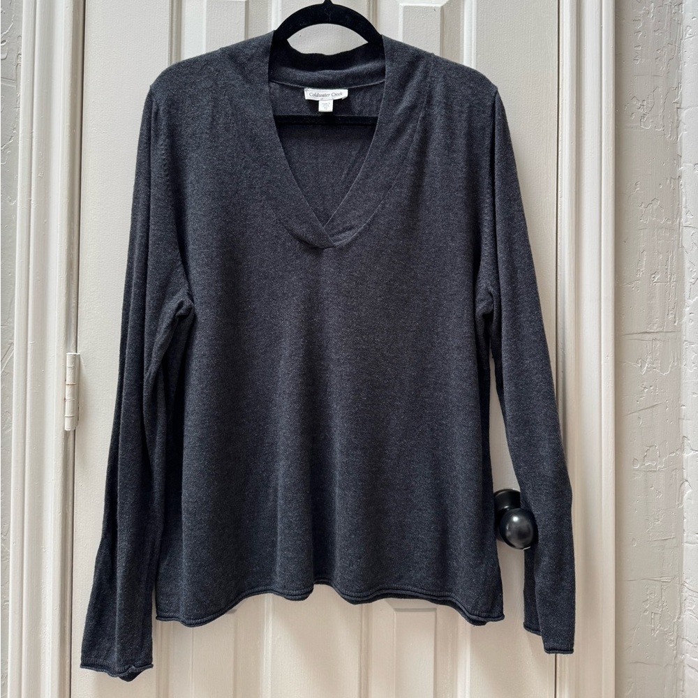 Coldwater Creek XL (18) V-Neck Sweater, Charcoal